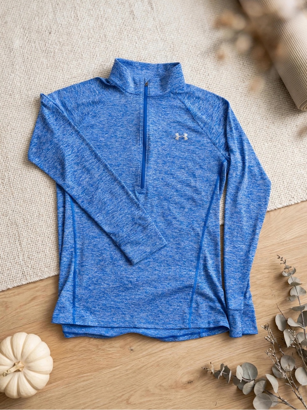 Under Armour Blue Heather Quarter-Zip Long Sleeve Top